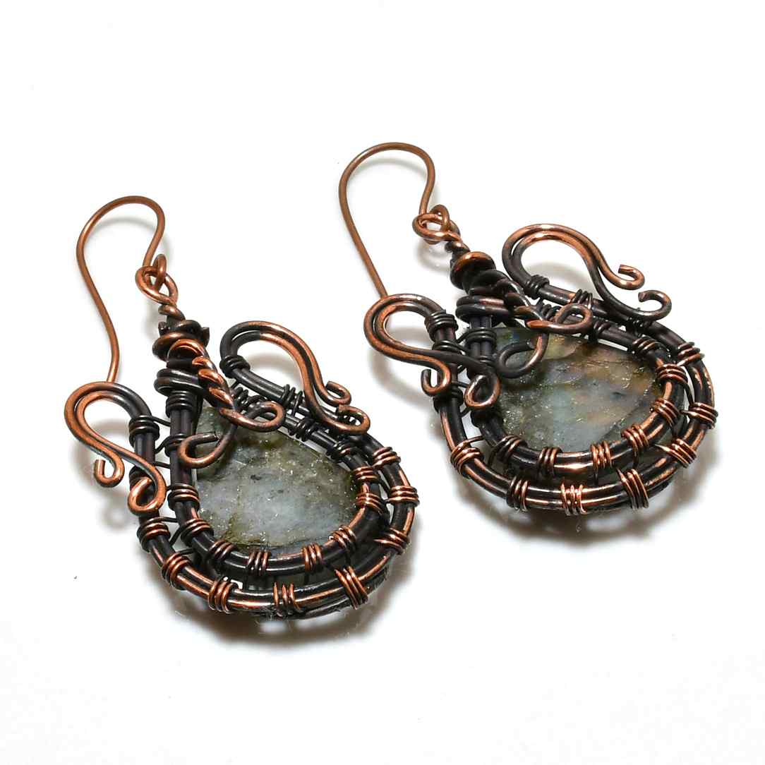 Visionary’s Glow – Labradorite Copper Earrings