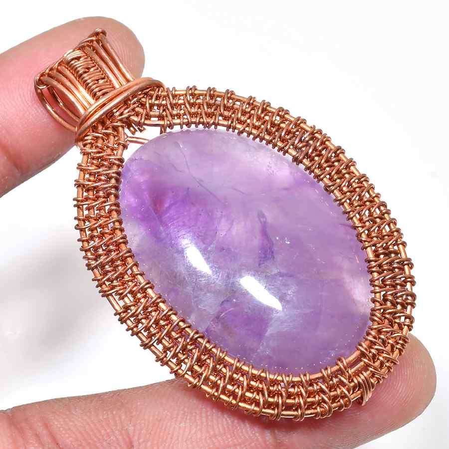 Ezra’s Veil – Handcrafted Amethyst & Copper Pendant