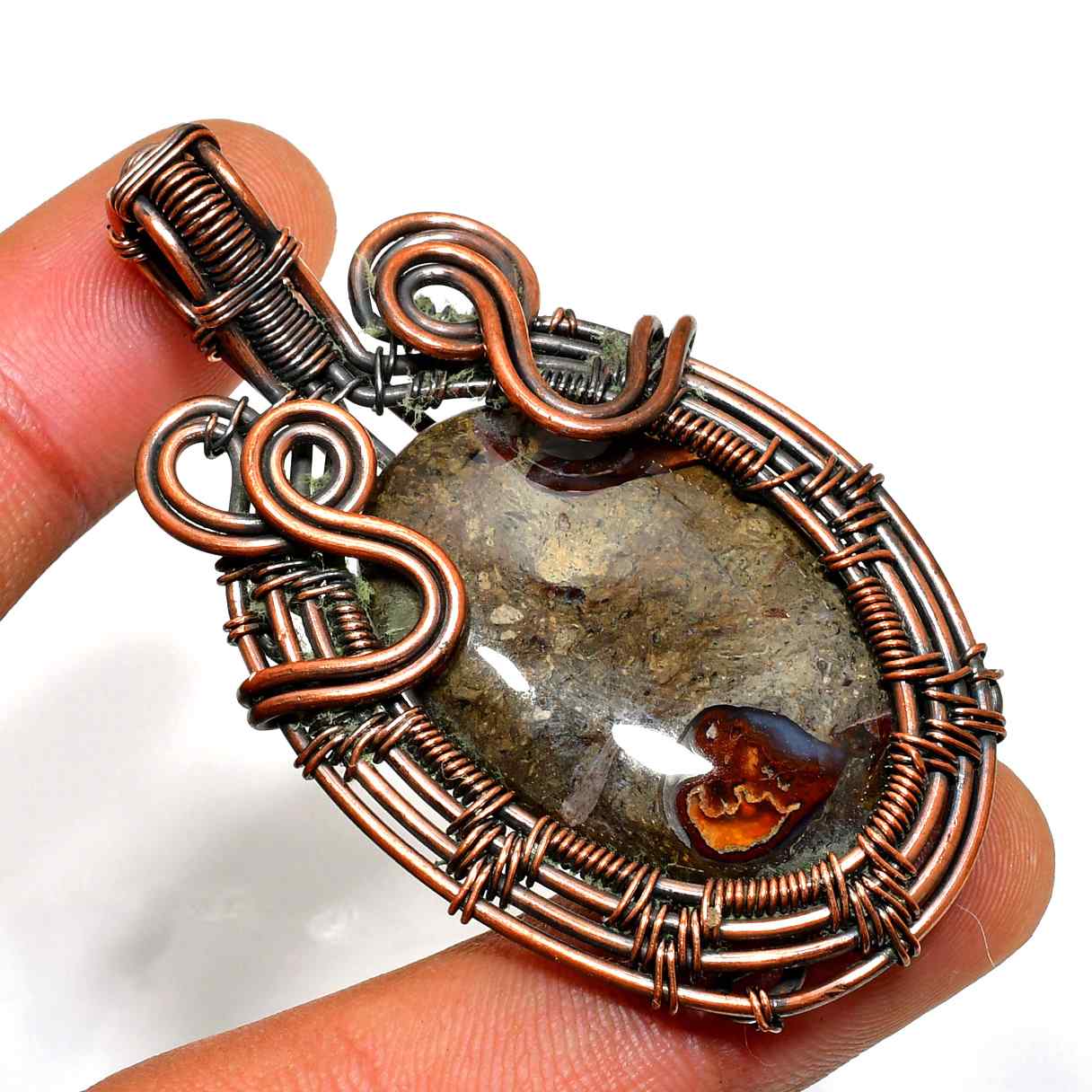 Earthsong – Copper-Wrapped Natural Stone Pendant