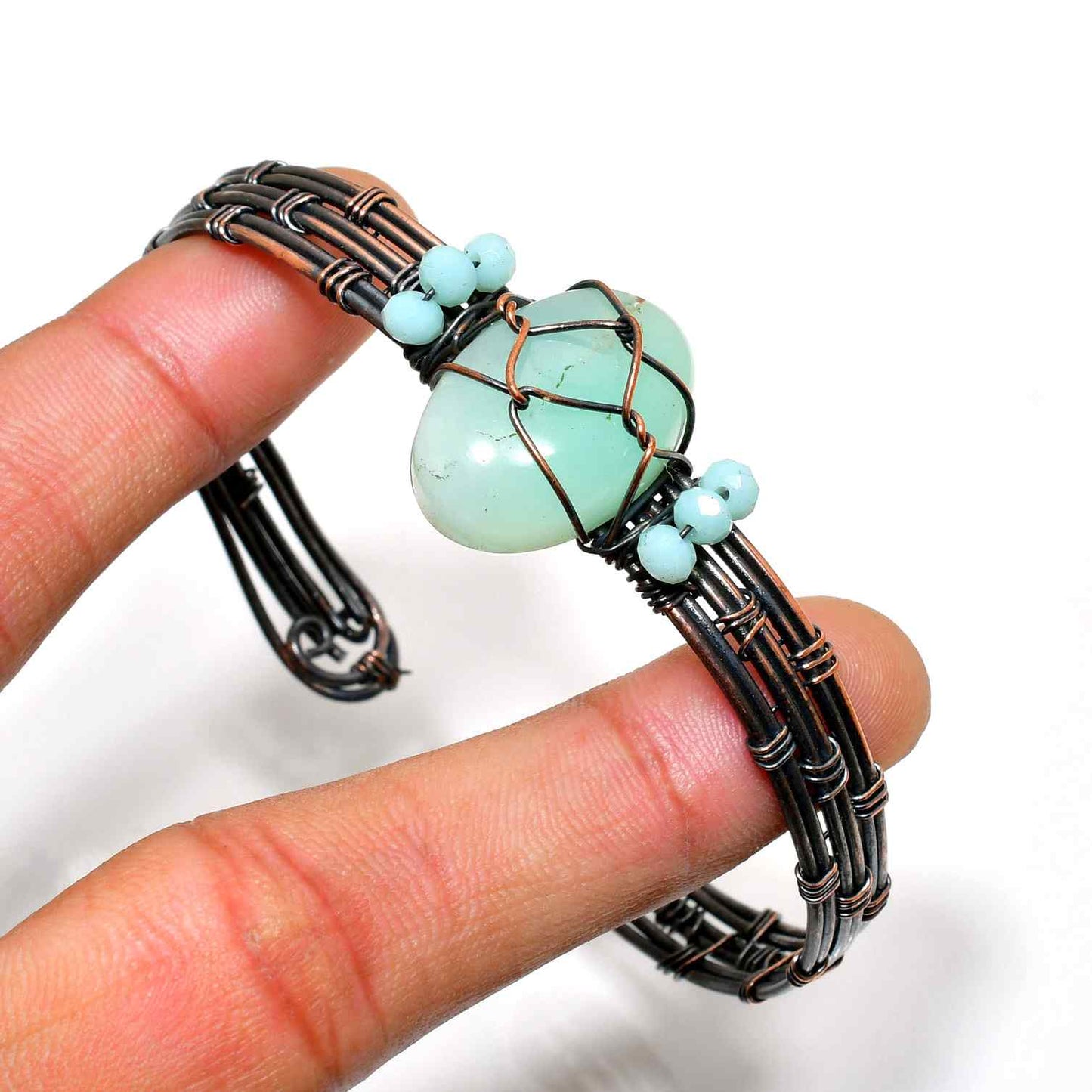 Ocean’s Embrace – Aquamarine Copper Bracelet