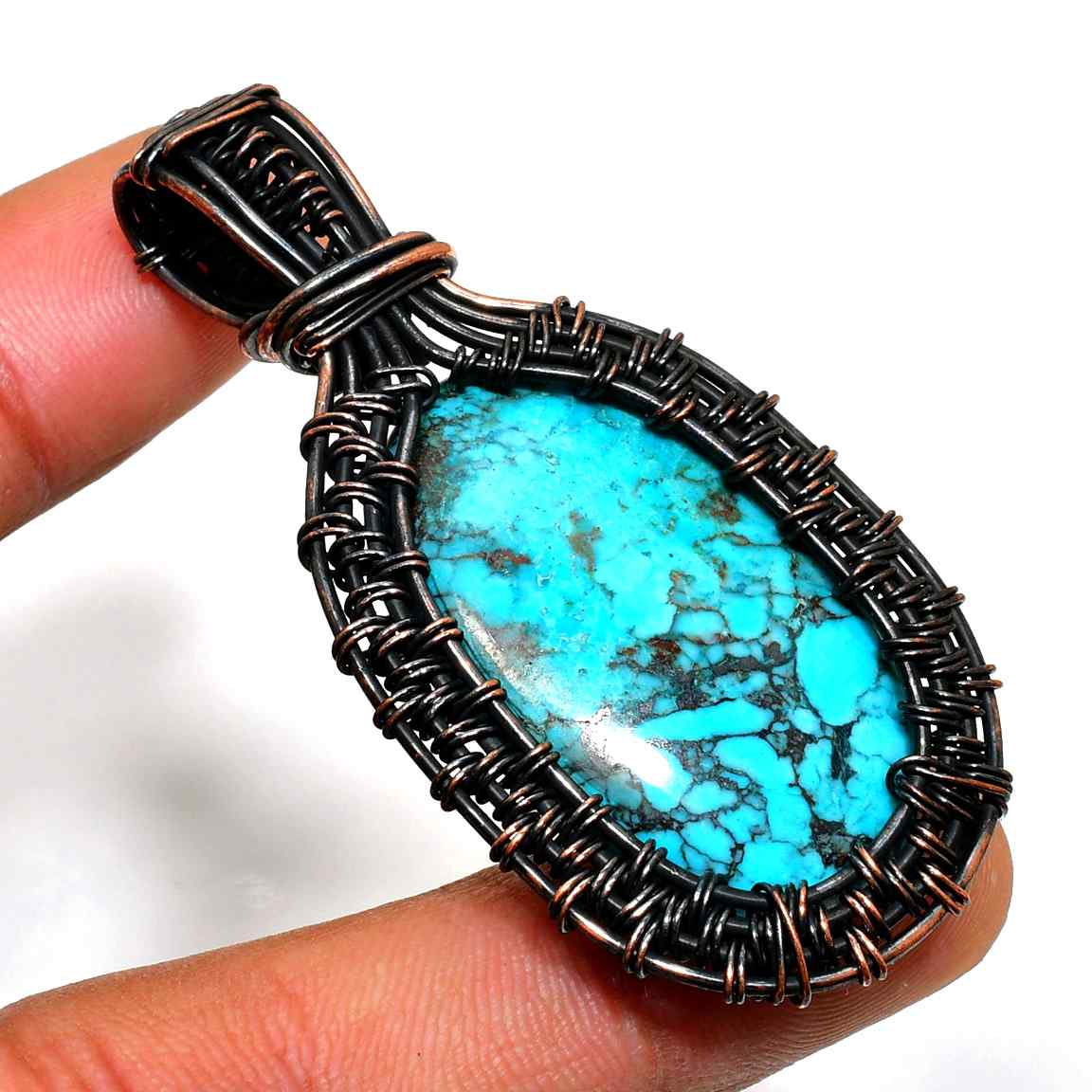 Turquoise Tranquility – Copper Wire Pendant