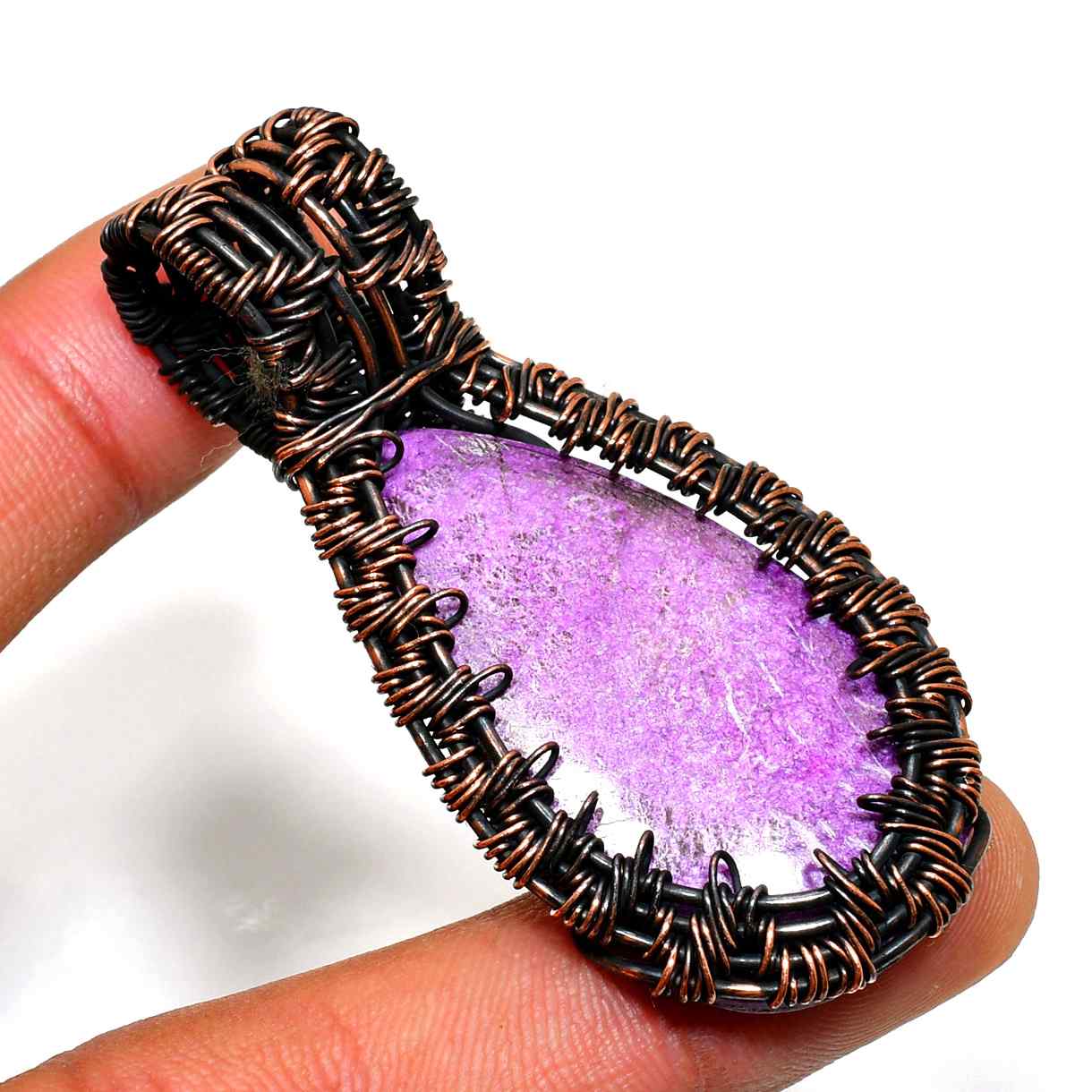 Ezra’s Veil – Oxidized Copper & Amethyst Pendant