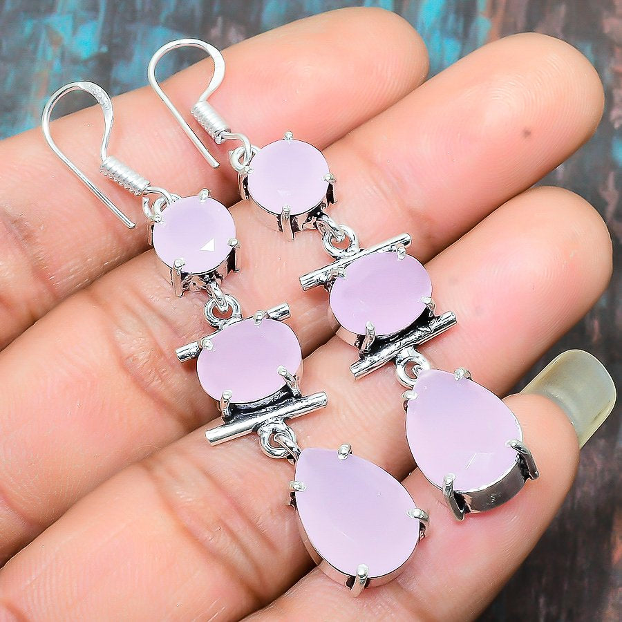 Harmony’s Heart – Rose Quartz Silver Earrings