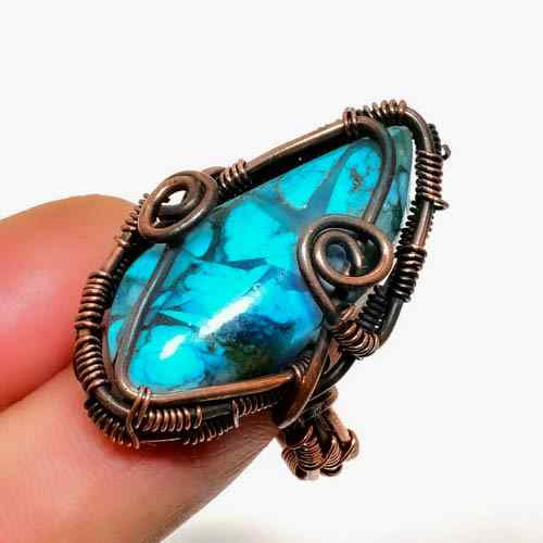 Ember’s Touch – Turquoise & Copper Wire Ring