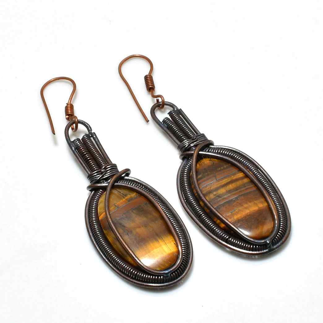 Guardian’s Gaze – Tiger’s Eye Copper Earrings