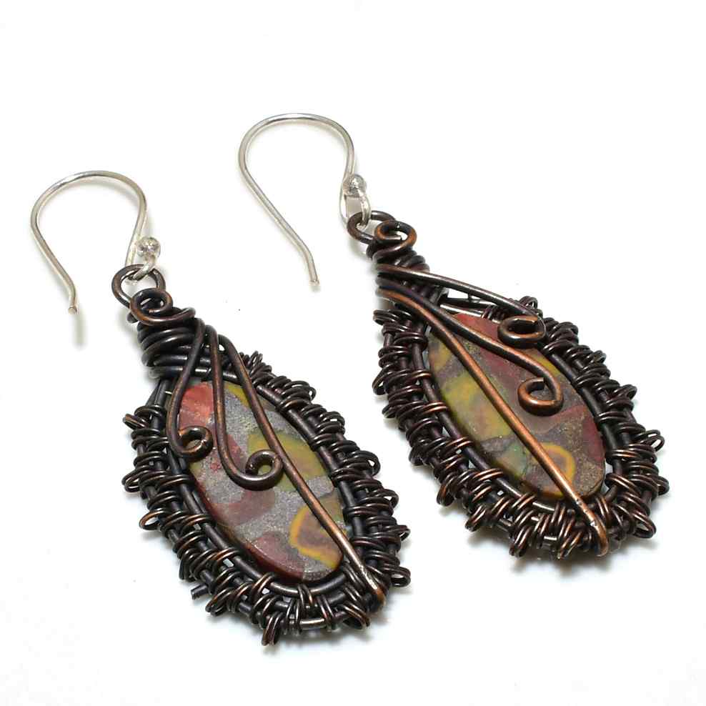 Elemental Echo – Copper & Natural Stone Earrings