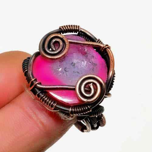 Heart’s Embrace – Copper-Wrapped Rose Quartz Ring