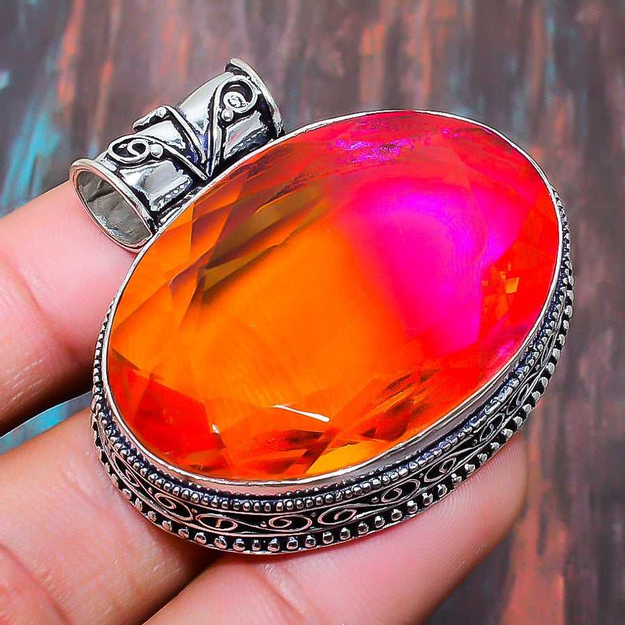 Sunlit Dream – Orange & Pink Gemstone Pendant