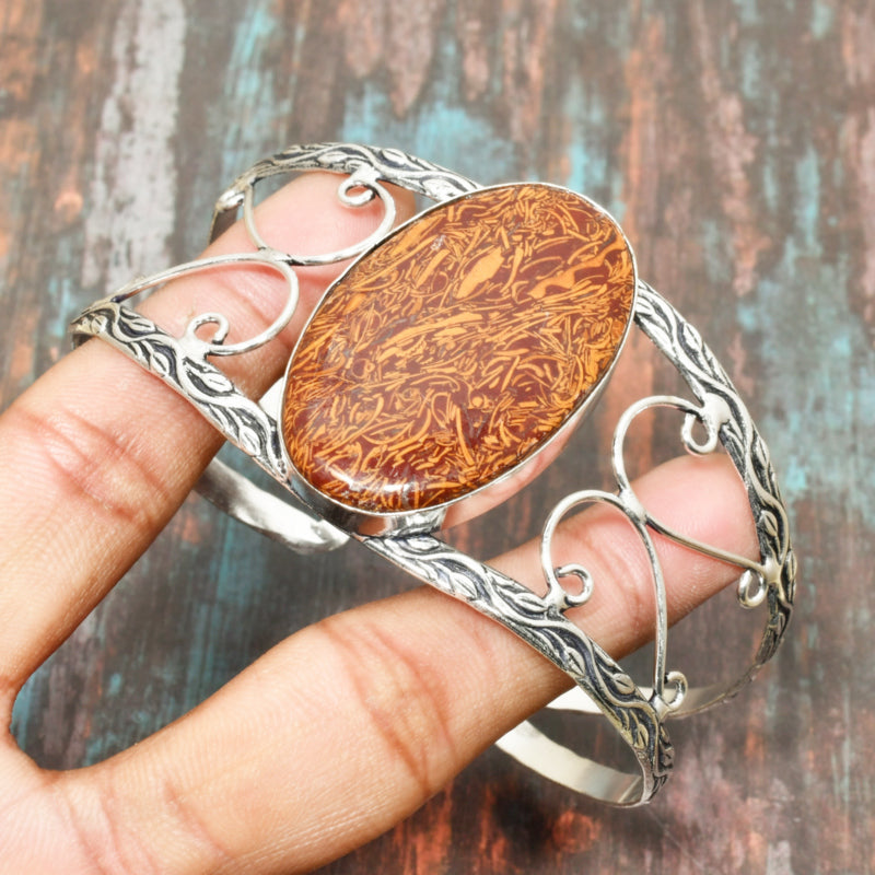 Ember’s Embrace – Jasper & Silver Filigree Bracelet