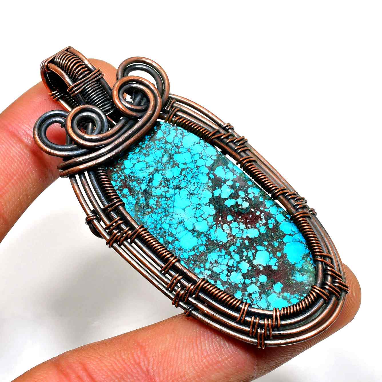 Ocean’s Embrace – Turquoise Copper Pendant