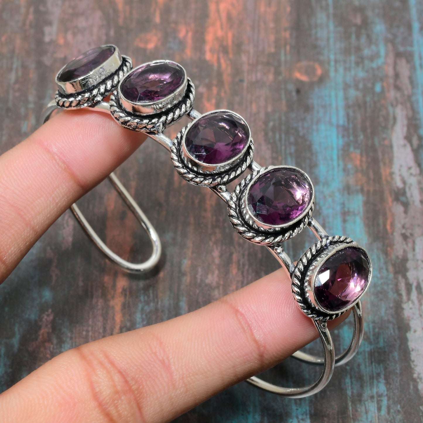 Selene’s Serenity – Amethyst Sterling Silver Cuff