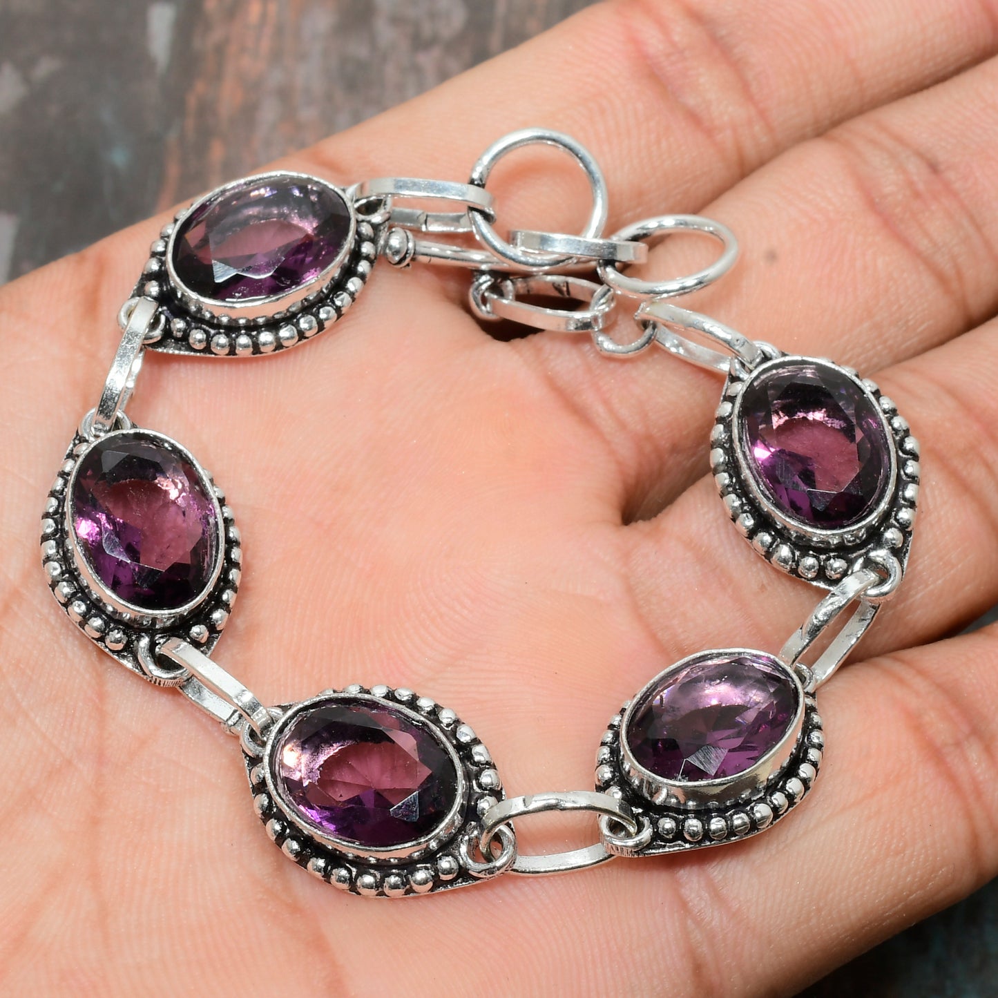 Luna’s Halo – Amethyst Silver Bracelet