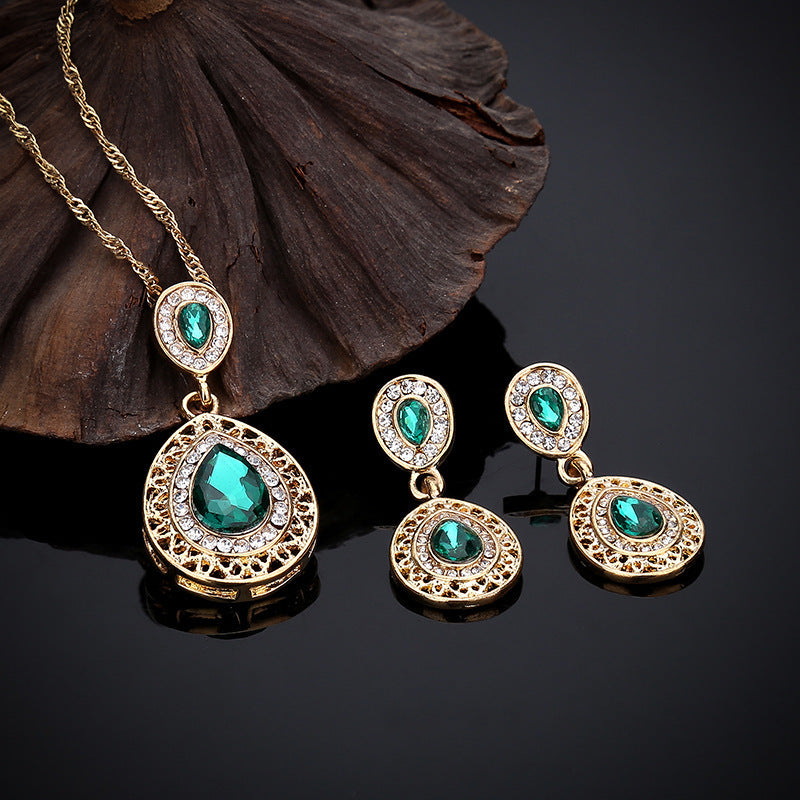 Vintage Crystal Drop Earrings and Necklace Set