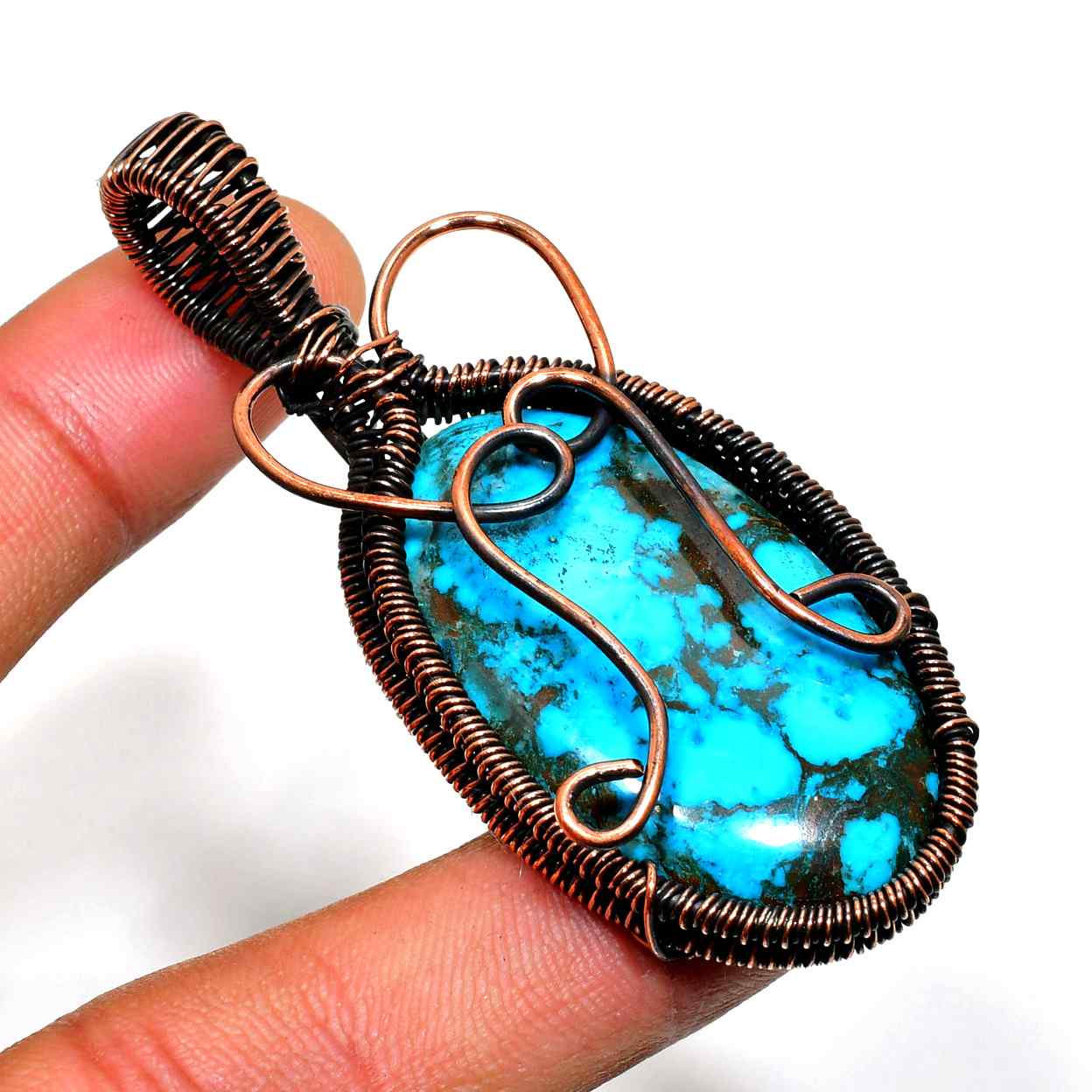 Turquoise Tranquility – Copper Dreamcatcher Pendant