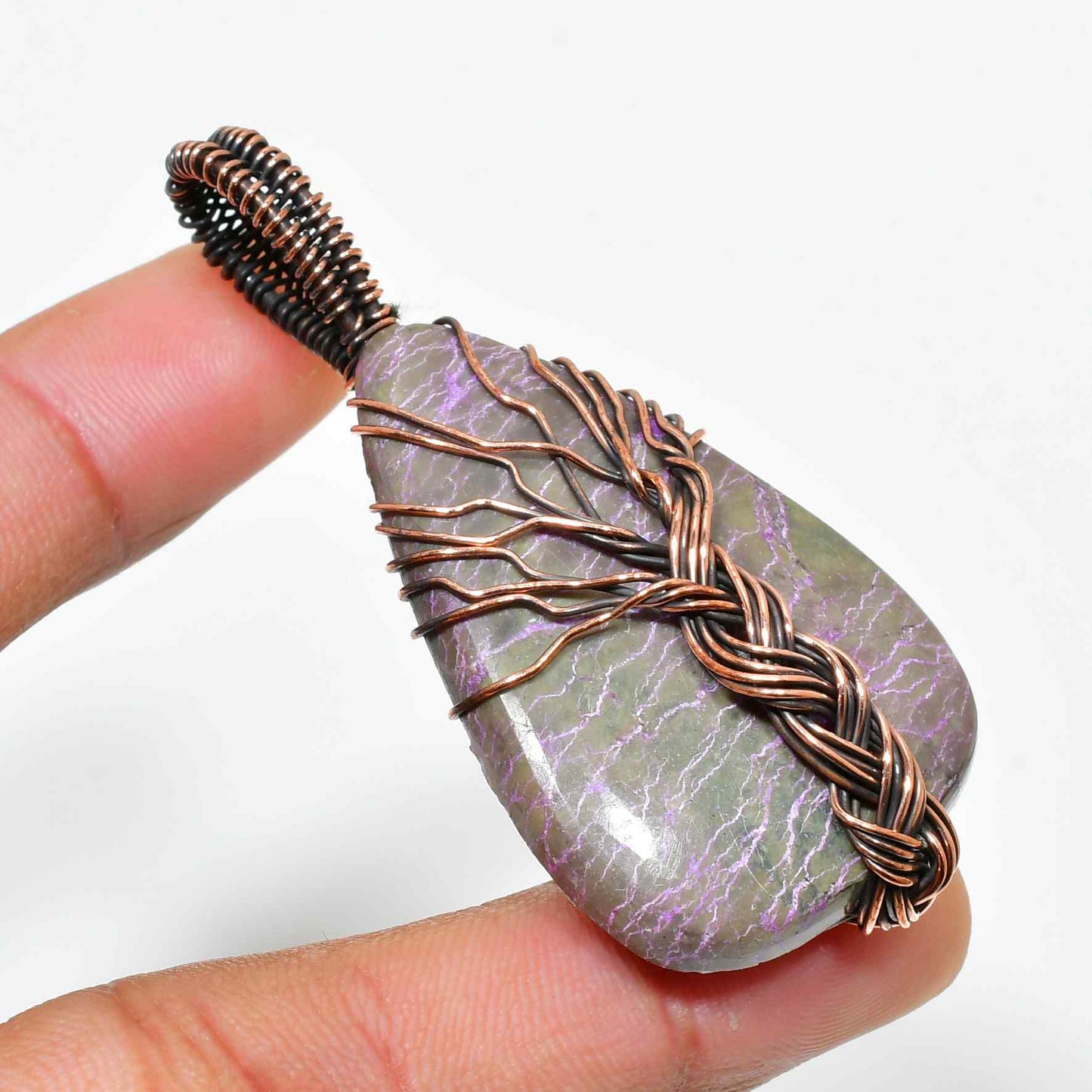 Ezra’s Veil – Mystic Amethyst & Copper Pendant