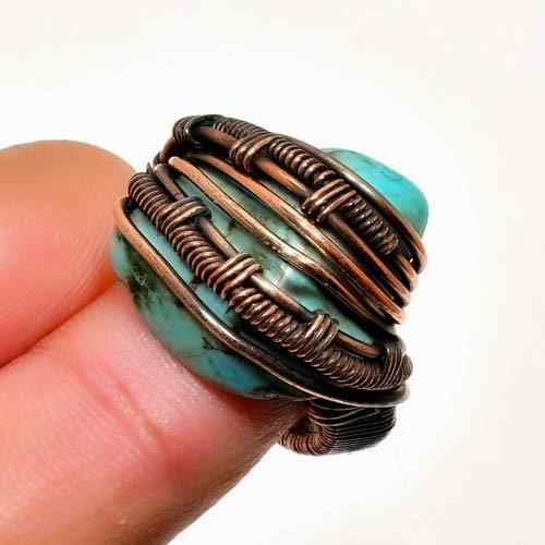 Gaia’s Embrace – Turquoise Copper Ring