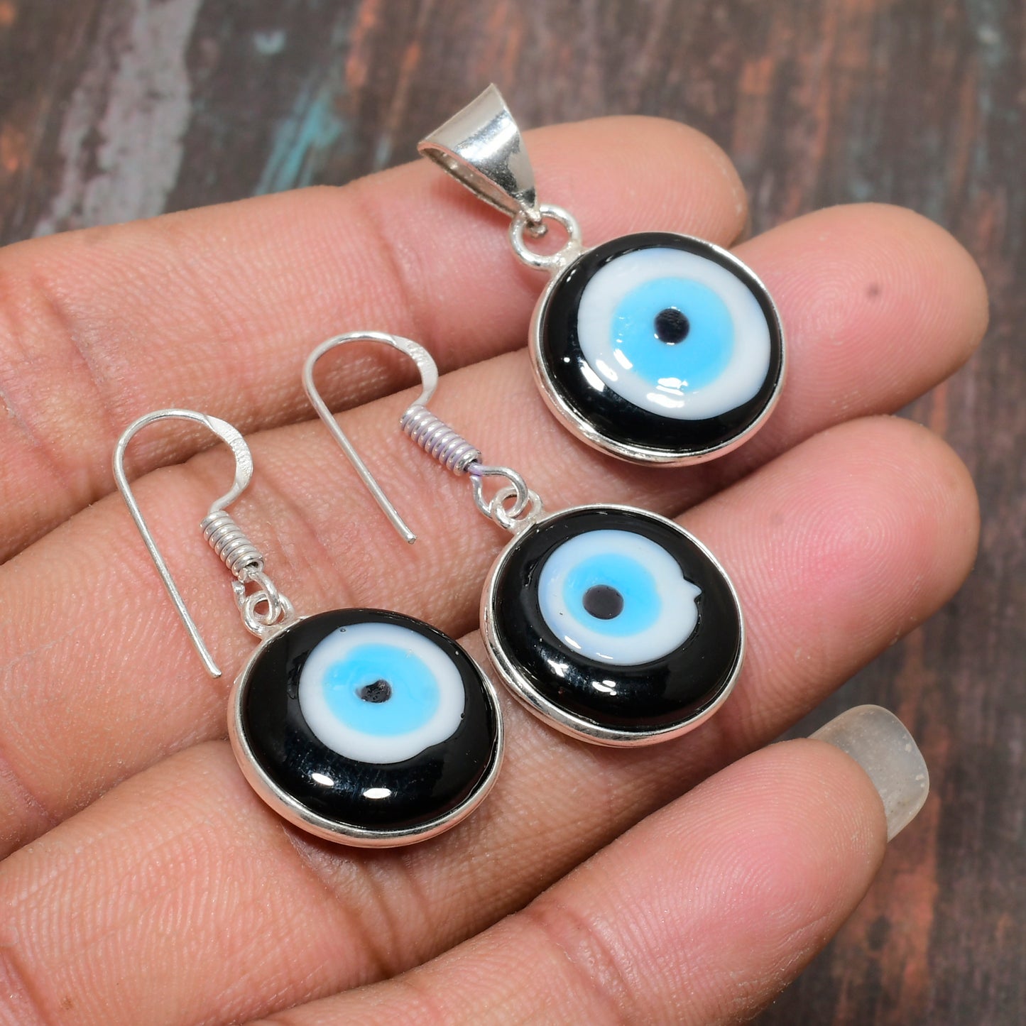 Protector’s Gaze – Eye of Protection Glass Pendant & Earrings
