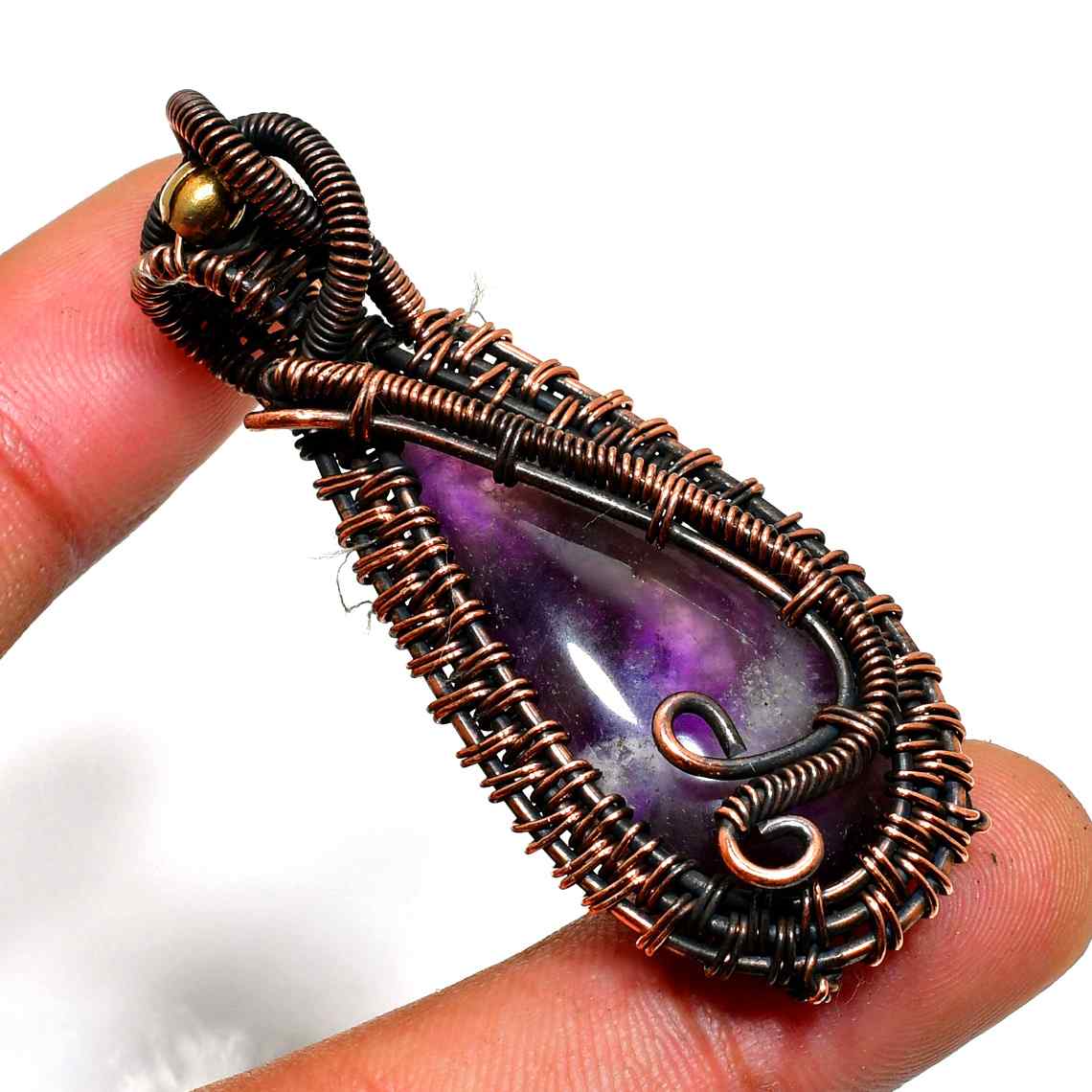 Ezra’s Veil – Mystical Amethyst Copper Pendant