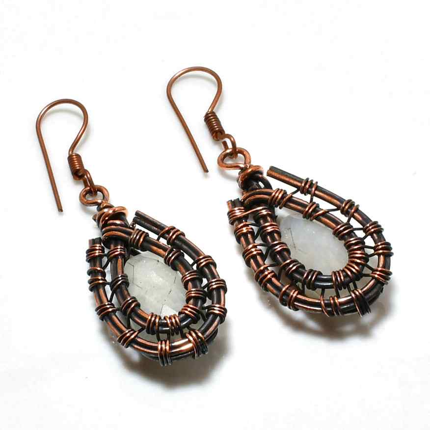 Clarity’s Embrace – Quartz & Copper Earrings
