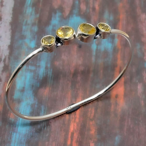 Ember’s Glow – Citrine & Sterling Silver Bangle
