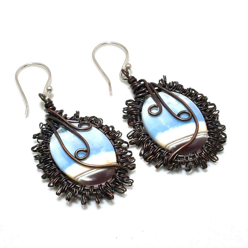 Ocean Serenity – Blue Lace Agate & Copper Earrings