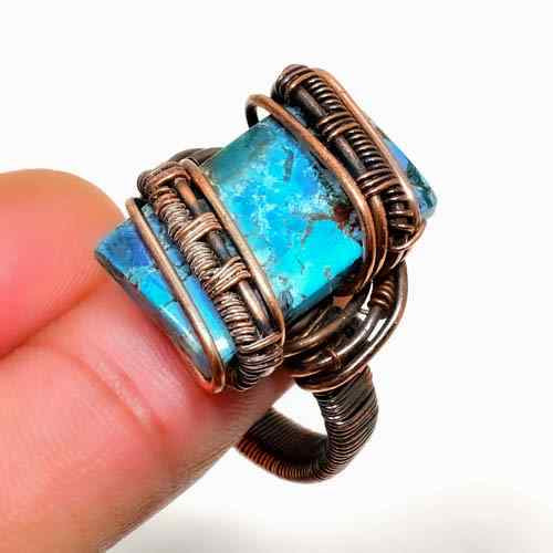 Serenity’s Embrace – Turquoise Copper Wire Ring