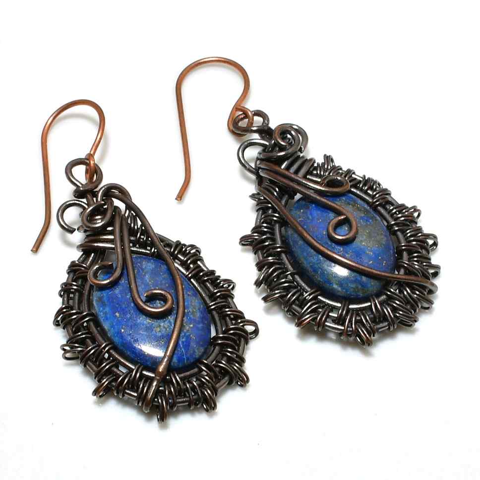 Tranquil Aura – Lapis Copper Earrings