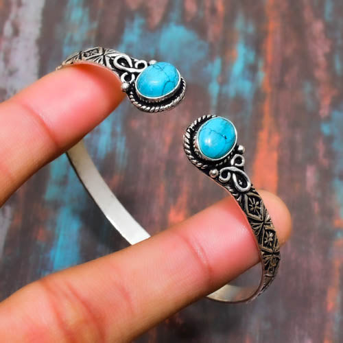 Turquoise Tranquility – Antique Silver Cuff