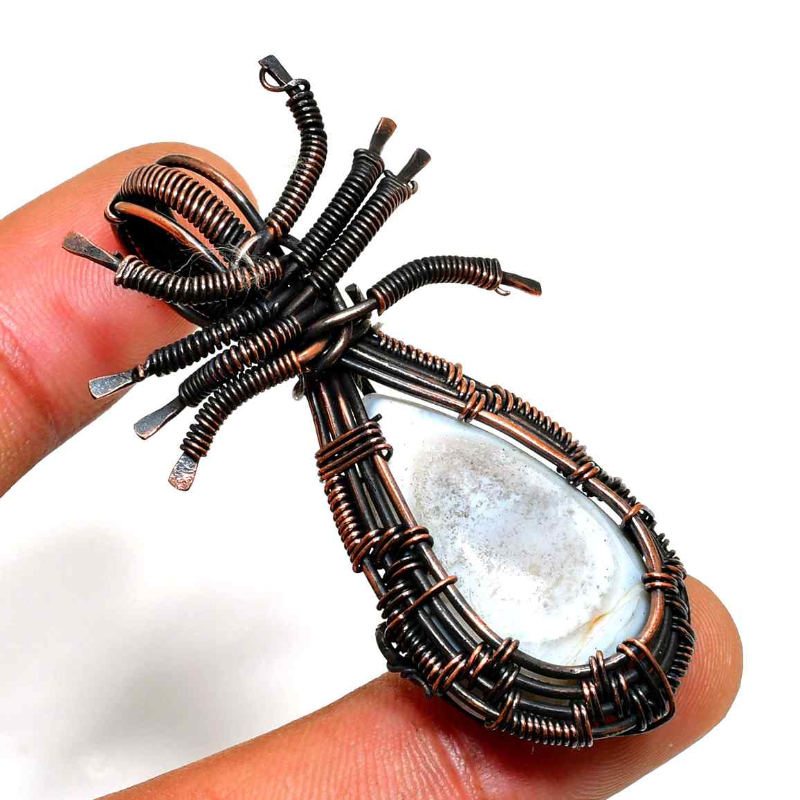 Luna’s Tear – Copper-Wrapped Natural Stone Pendant