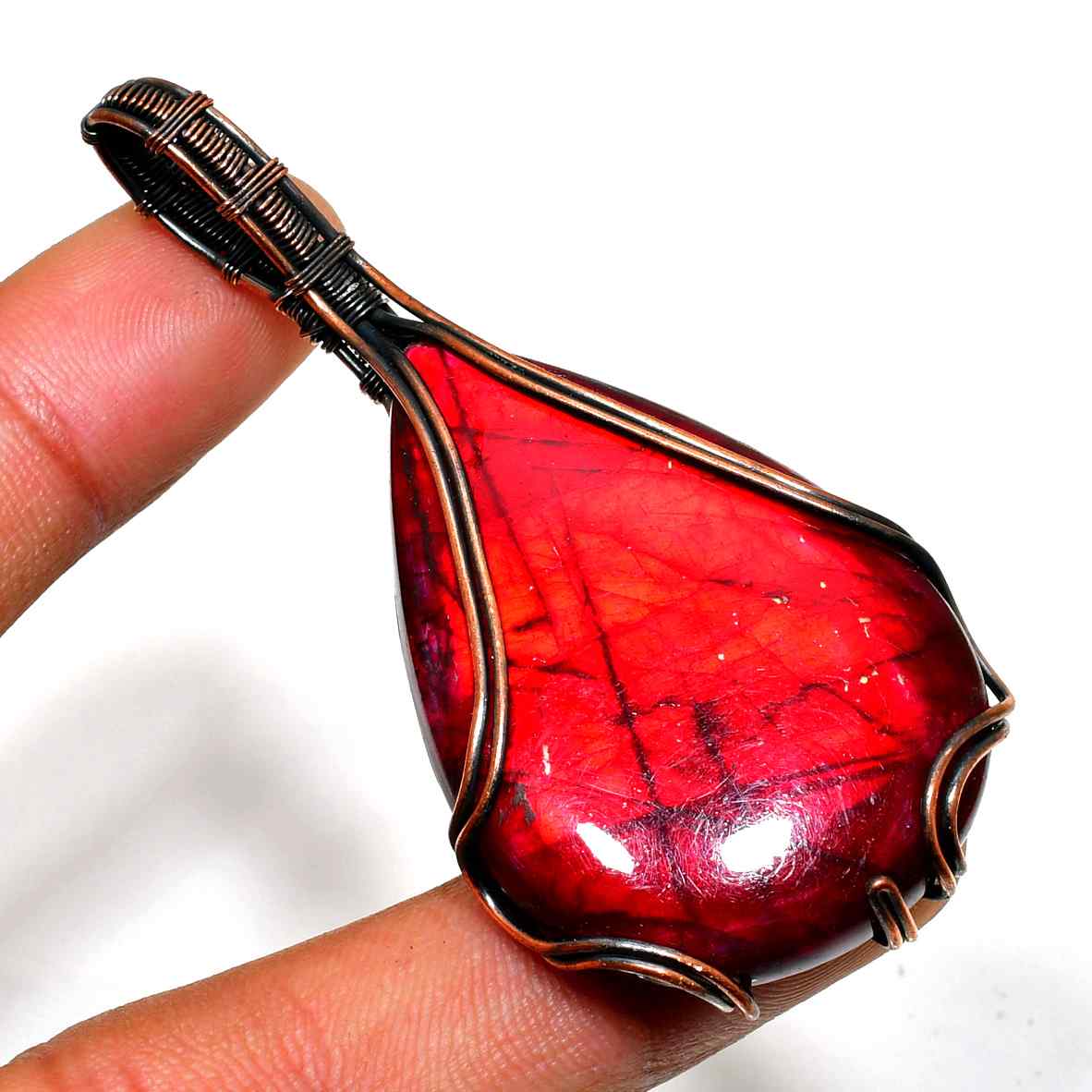 Ember’s Heart – Red Gem & Copper Pendant