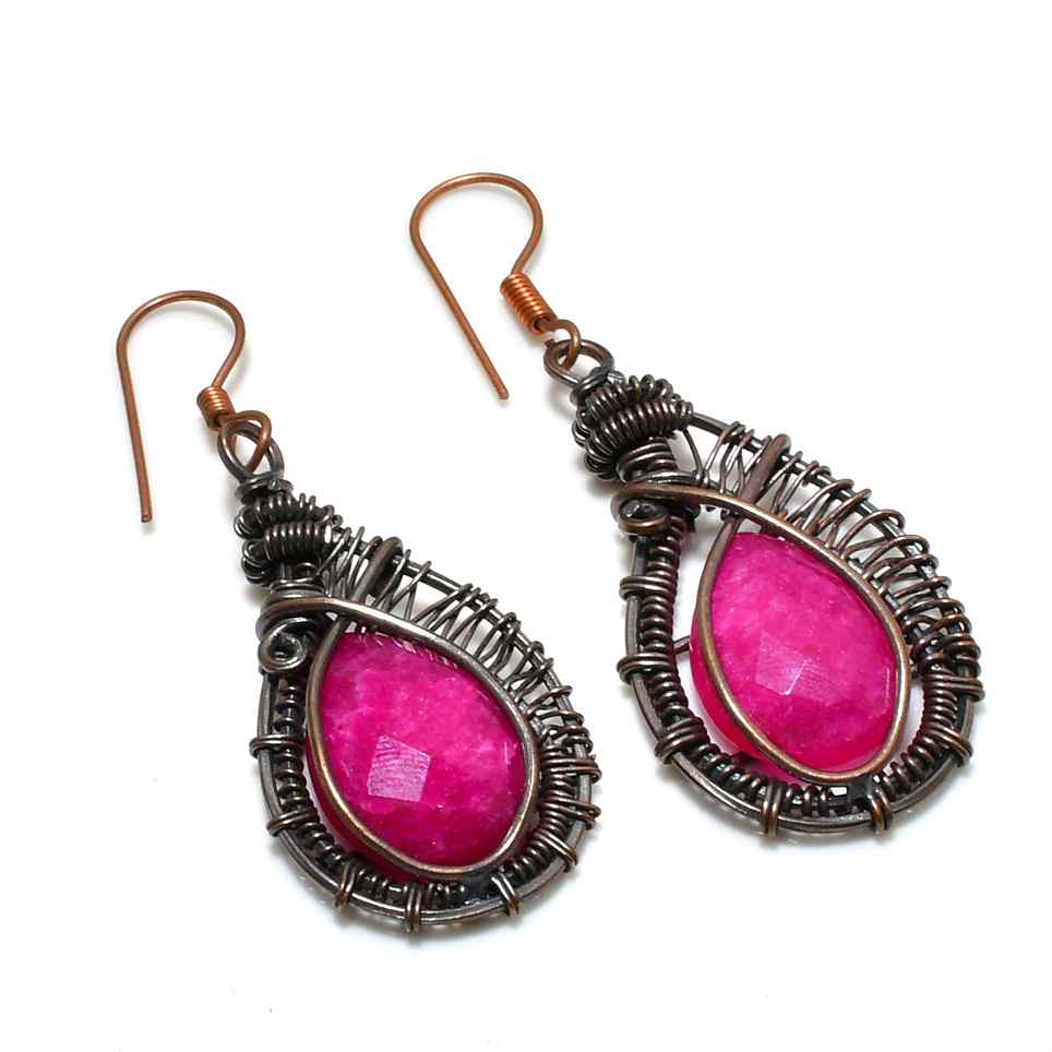 Ember’s Embrace – Ruby & Copper Drop Earrings