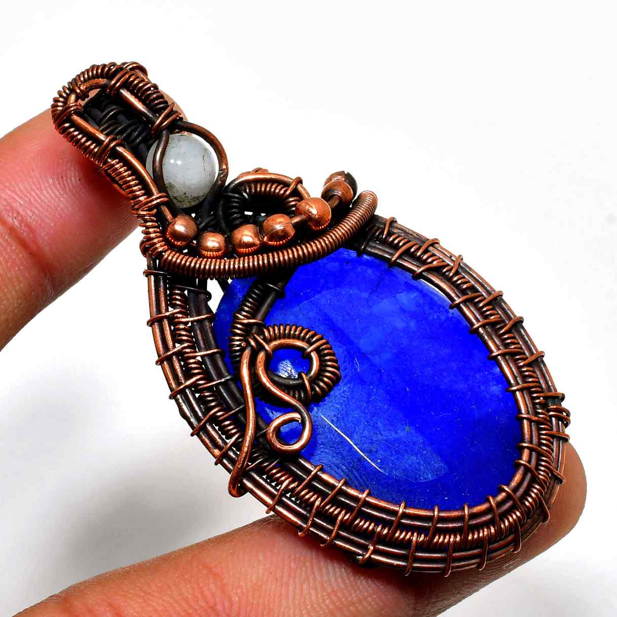Azure Whisper – Lapis Lazuli Copper Wire Pendant