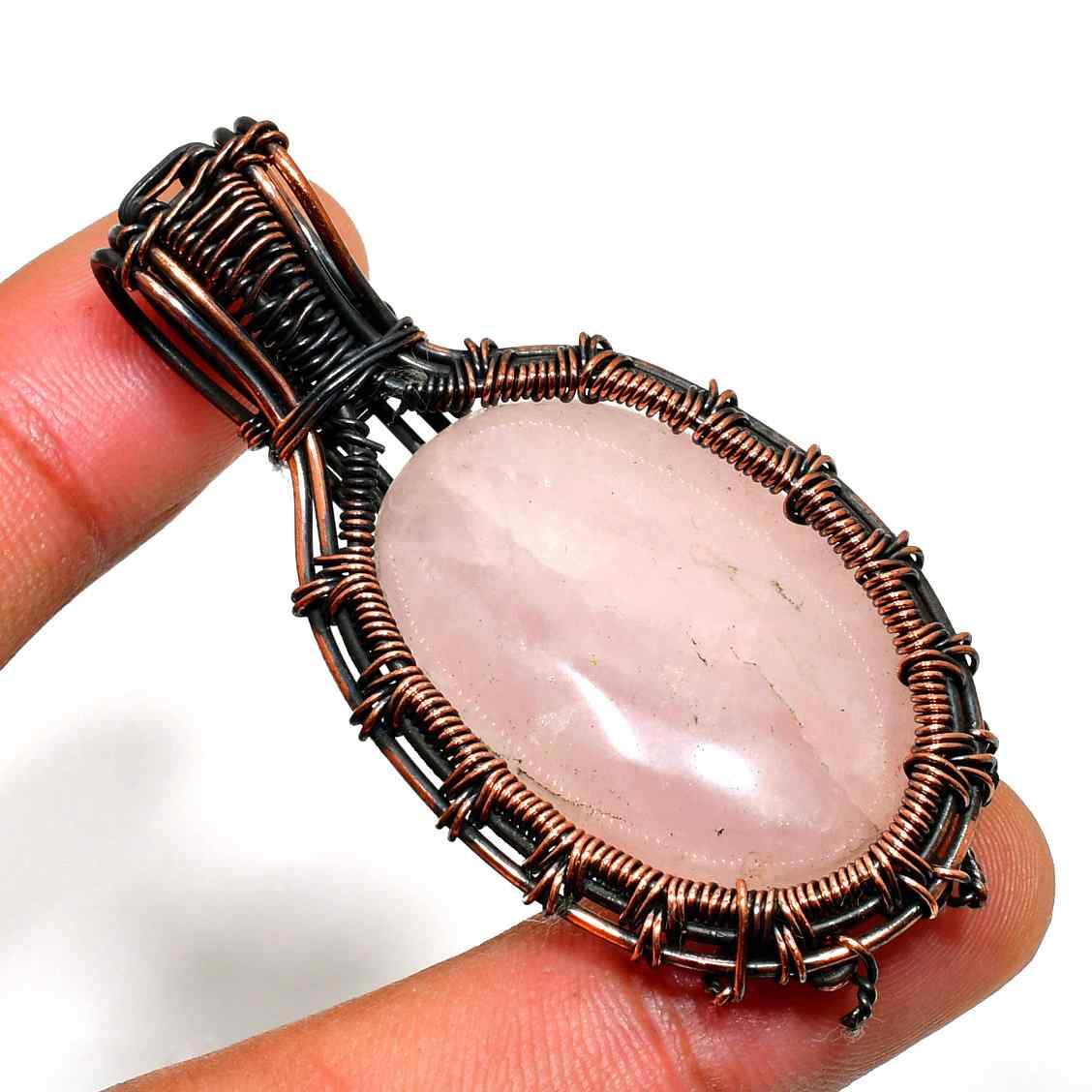 Harmony’s Heart – Rose Quartz Copper Pendant