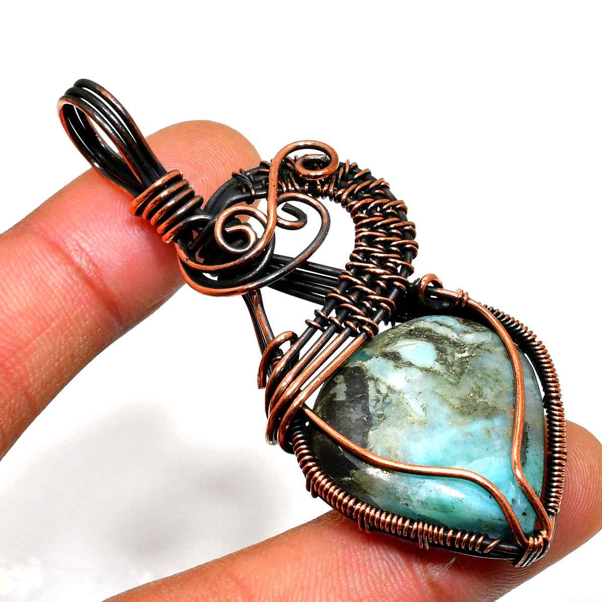 Adventurer’s Heart – Turquoise Copper Pendant