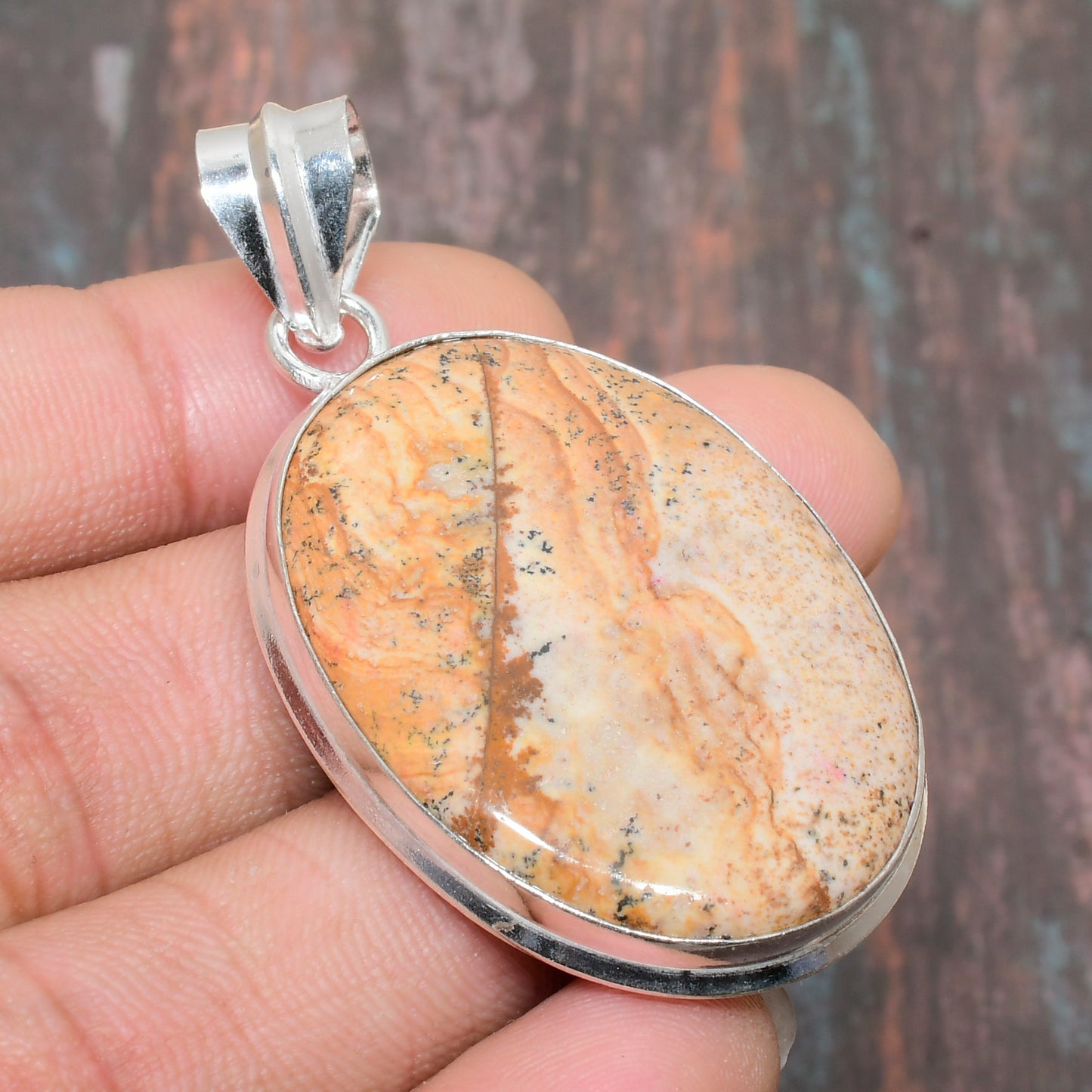 Ocean’s Embrace – Sterling Silver Ocean Jasper Pendant