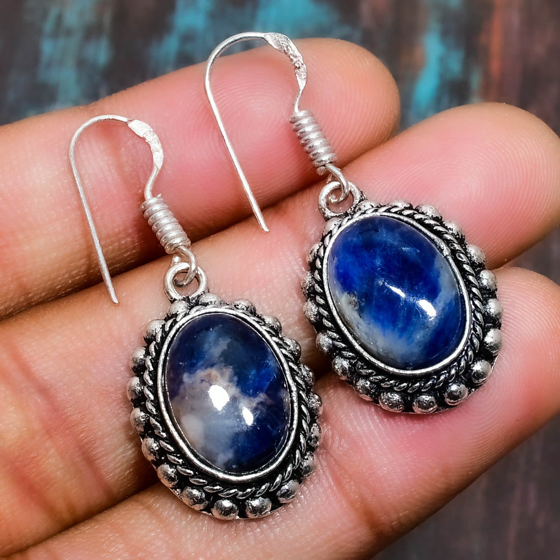 Celeste’s Clarity – Sodalite Silver Earrings
