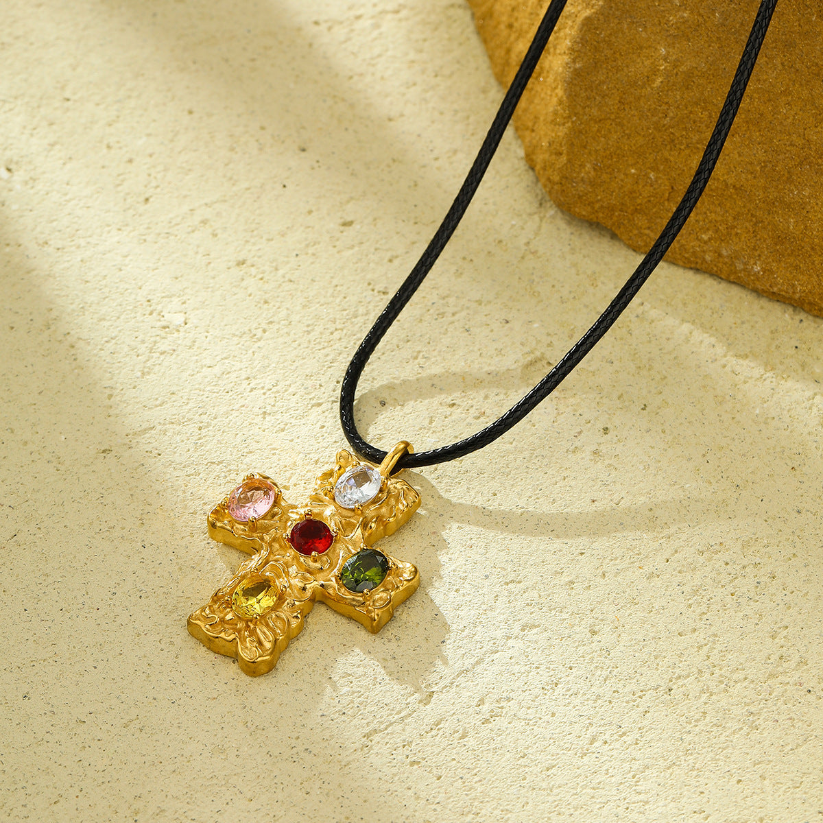 Celestial Cross Necklace - 18K Gold