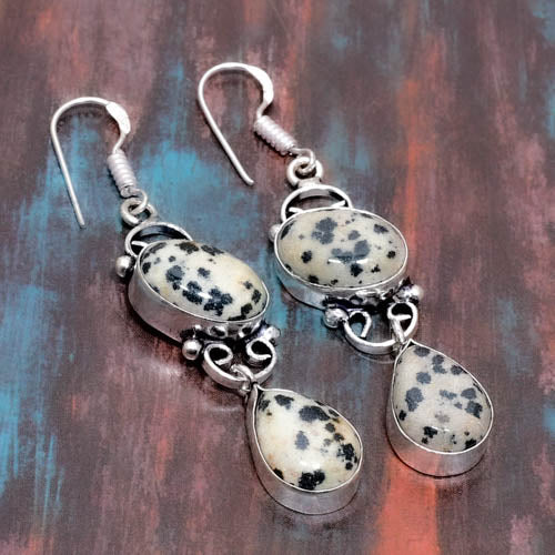 Dalmatian Delight – Sterling Silver Jasper Earrings