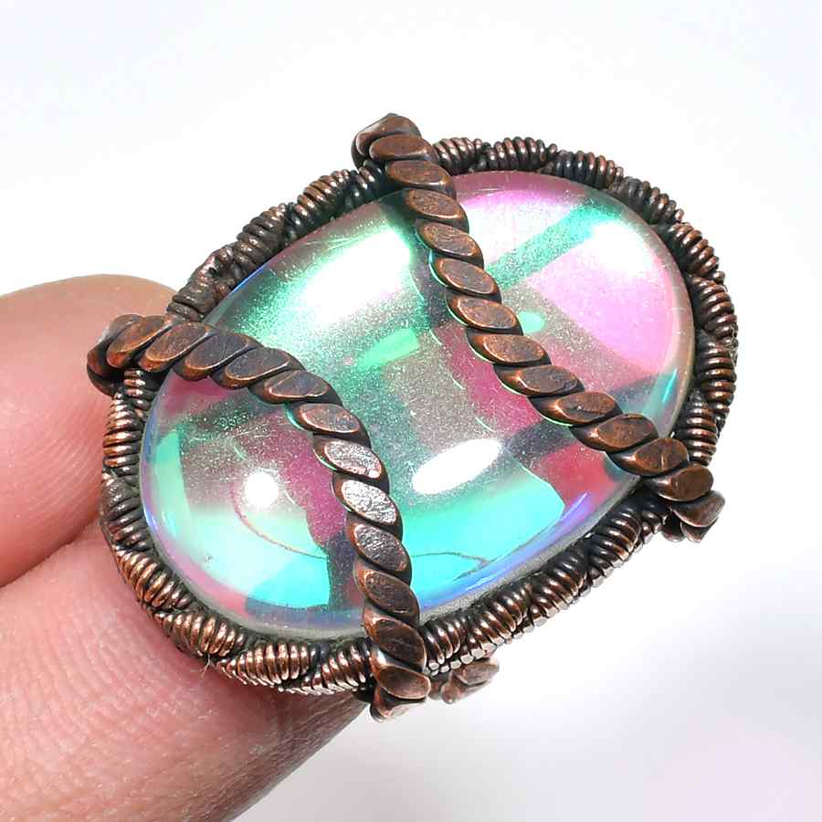 Opalescent Aurora – Copper Wire Ring