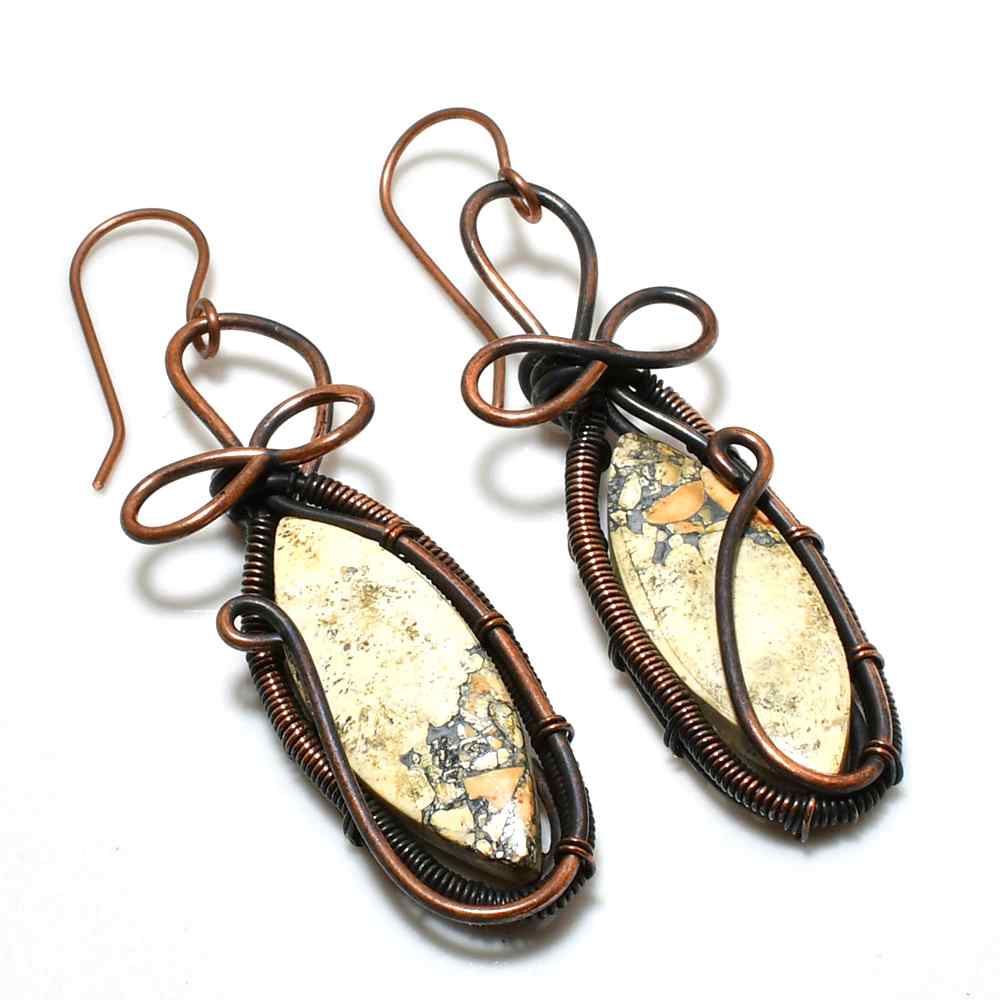 Gaia’s Grace – Natural Stone & Vintage Copper Earrings