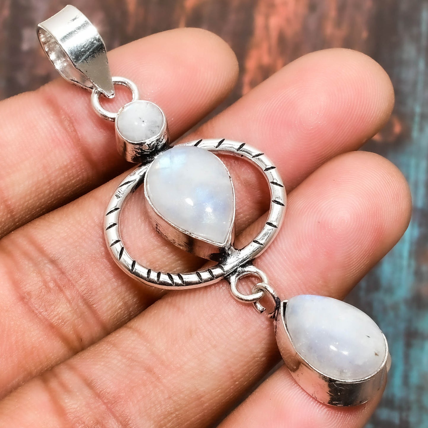 Celestial Dreamcatcher – Sterling Silver Moonstone Pendant