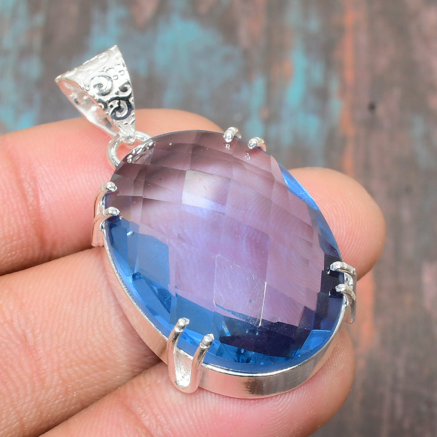 Serenity’s Prism – Blue-Purple Fluorite Sterling Silver Pendant