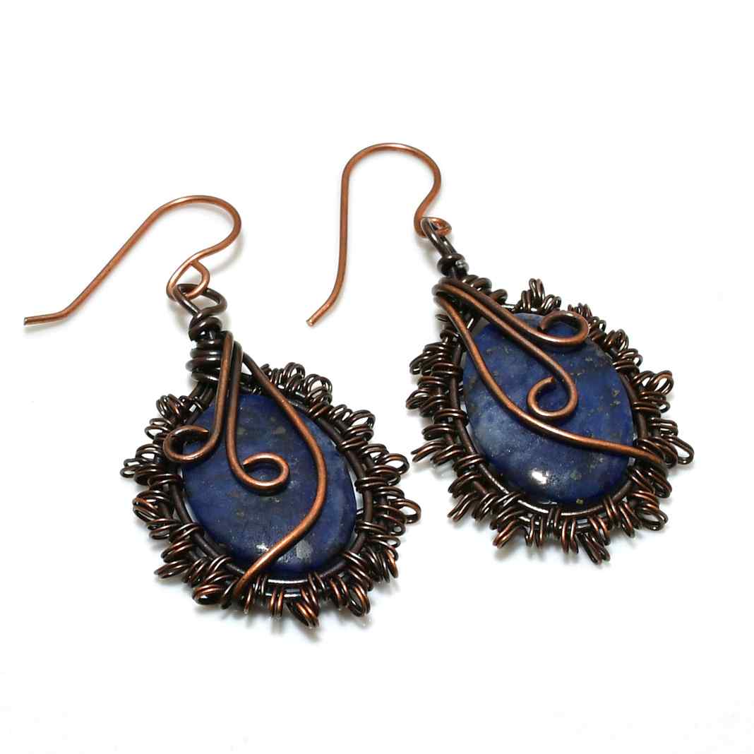 Athena’s Wisdom – Lapis Lazuli Copper Earrings