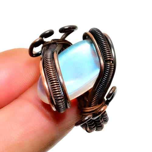 Moonlight Embrace – Oxidized Copper Moonstone Ring