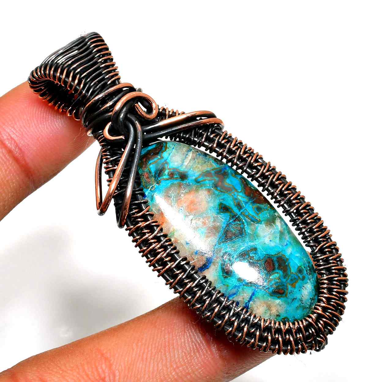 Ocean’s Embrace – Turquoise Copper Pendant