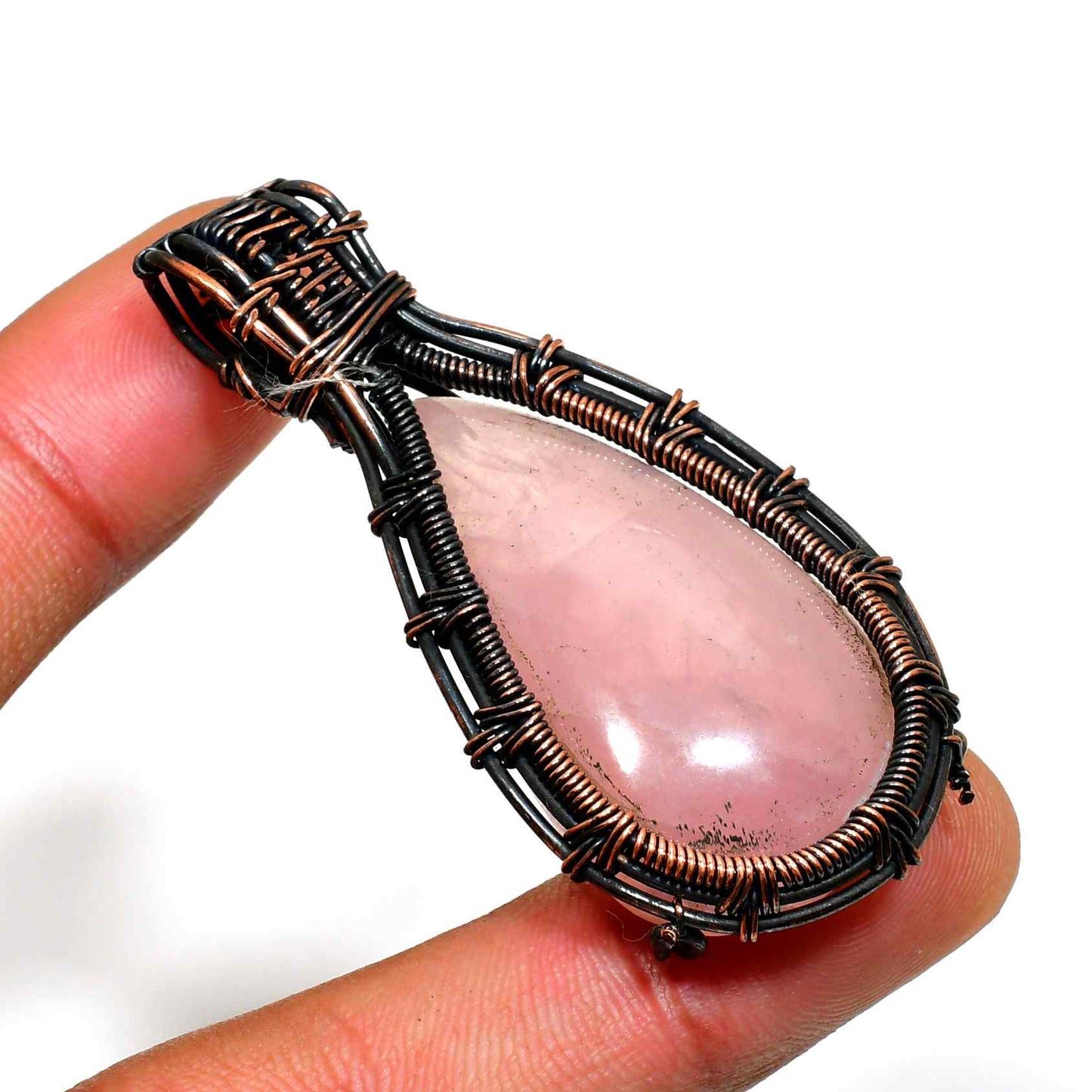Rose Quartz Reverie – Copper Wire Pendant