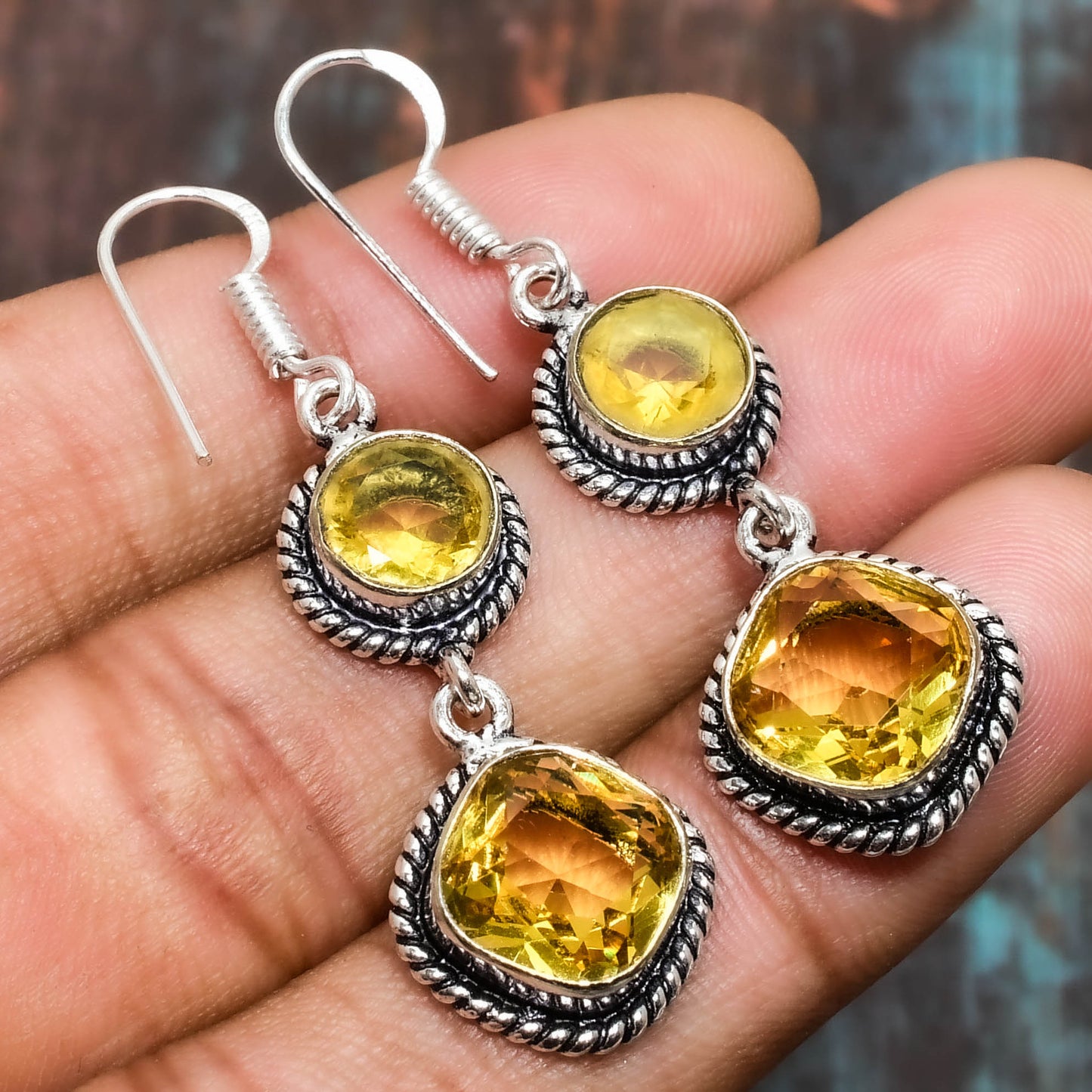 Golden Glow – Citrine Silver Earrings