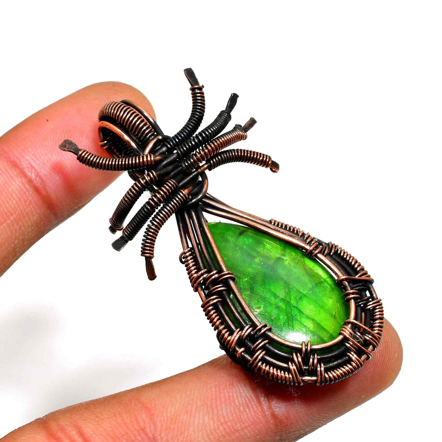 Gaia’s Embrace – Green Tourmaline Copper Pendant
