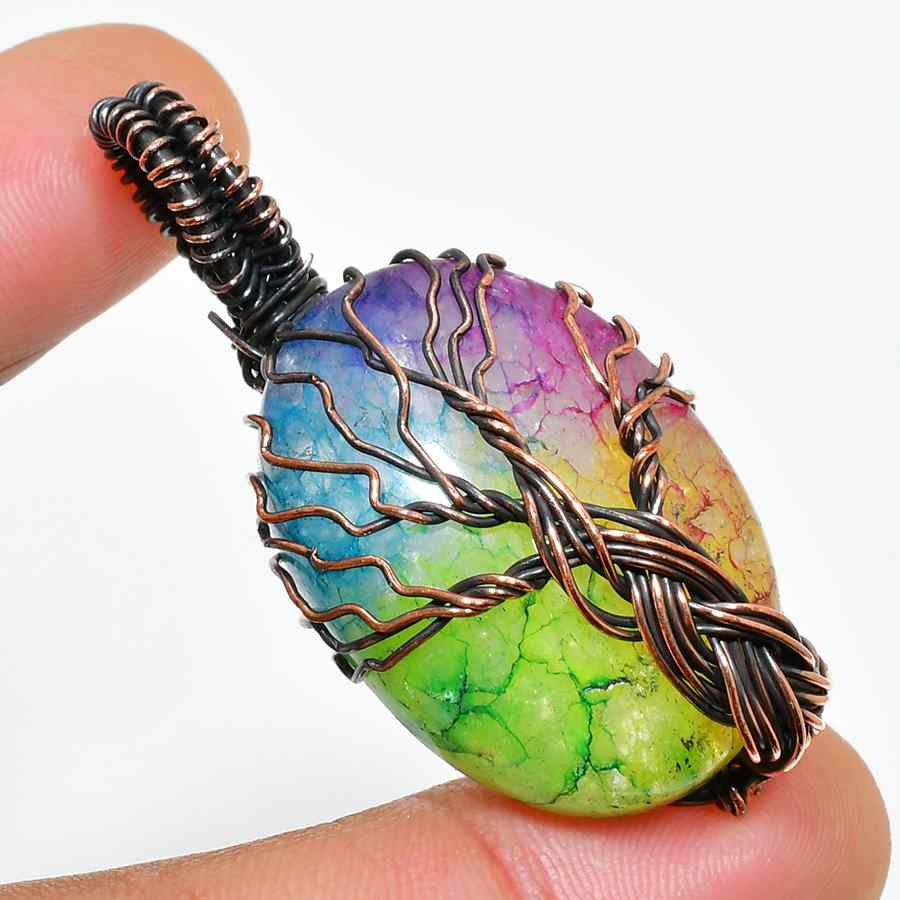 Aurora’s Embrace – Rainbow Copper Pendant