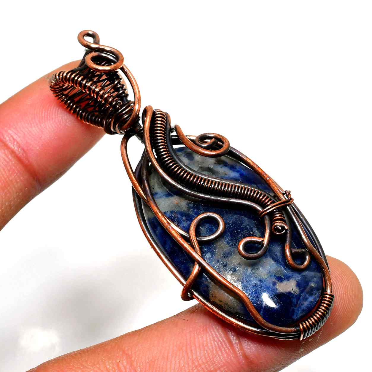 Celestial Whisper – Lapis Lazuli & Aged Copper Pendant